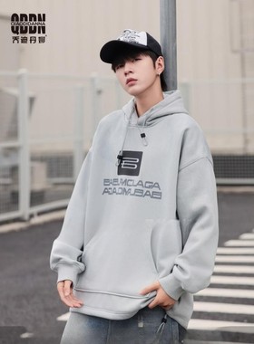 促销乔迪丹娜冬款一体绒连帽卫衣青少年学生宽松休闲奥粒绒厚帽衫