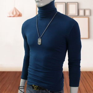 不起球高领长袖打底衫男纯棉秋冬