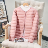 秋冬无领糖果色小棉衣女超短款 修身 轻薄羽绒棉服圆领棉袄外套加厚