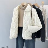 轻薄羽绒棉袄短外套 棉衣菱格中青年棉服修身 春秋新款 翻领洋气短款