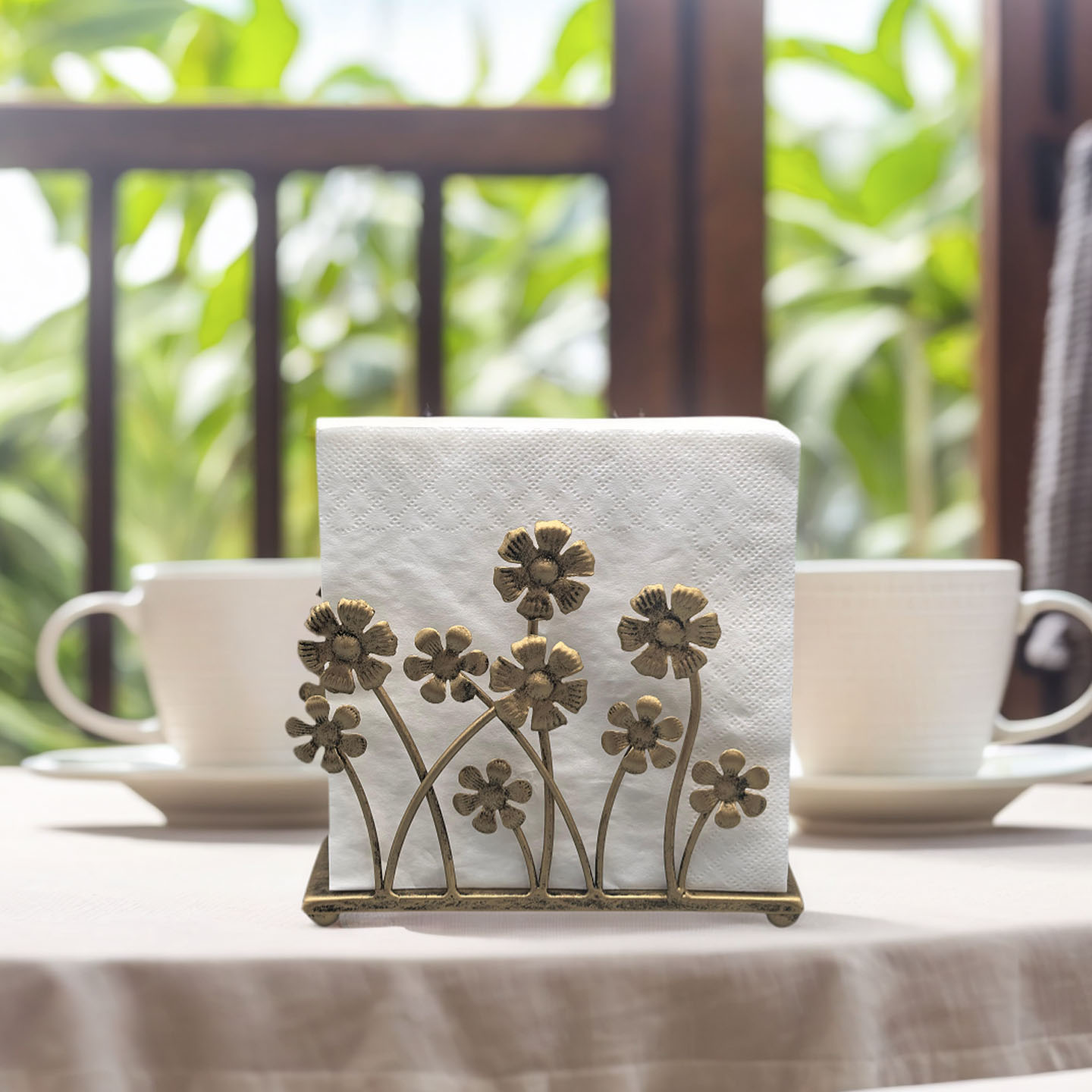 金文家居小花桌面纸巾架子复古风