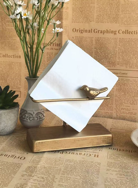 金文家居美式铁艺方形纸巾架托餐厅桌面复古收纳咖啡馆餐巾纸置物