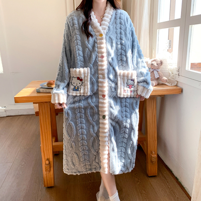 冬季产妇待产裙裤两件套法兰绒月子服秋冬加厚入院进产房哺乳睡裙