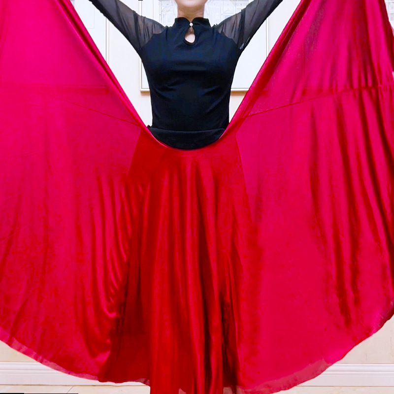 720度大裙摆半身裙女古典舞广场舞显瘦交谊舞民族舞新疆舞蹈长裙