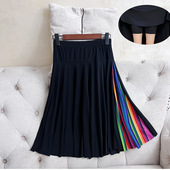 60cm新款 A字女百褶大摆半身裙中裙跳舞运动健身短裙操跳舞裙子