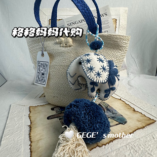 【上新】泰国清迈正品布艺复古手工刺绣祈福小象包包钥匙挂件挂饰