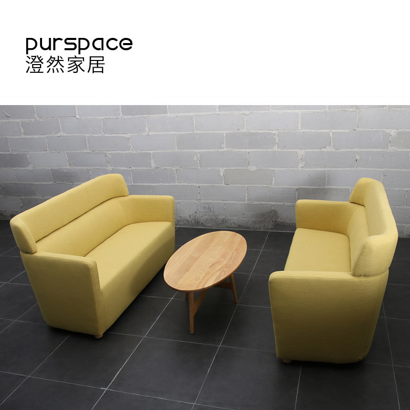 现代简约双人沙发布艺高靠背咖啡厅沙发弧形沙发酒店餐厅洽谈沙发