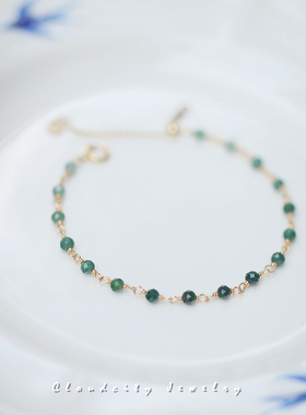Cloudcity原创设计文艺气质叠戴搭配渐变翡翠串珠14K注金手作手链