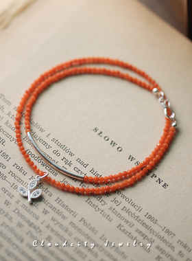 Cloudcity千山秋 原创设计精致双圈显白简约小叶子925银手作手链