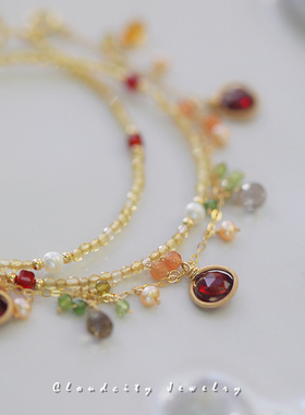 原创设计黄水晶石榴石手作手链