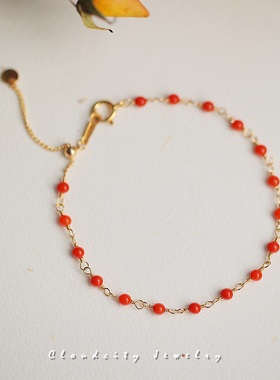 南红玛瑙14K注金手作手链