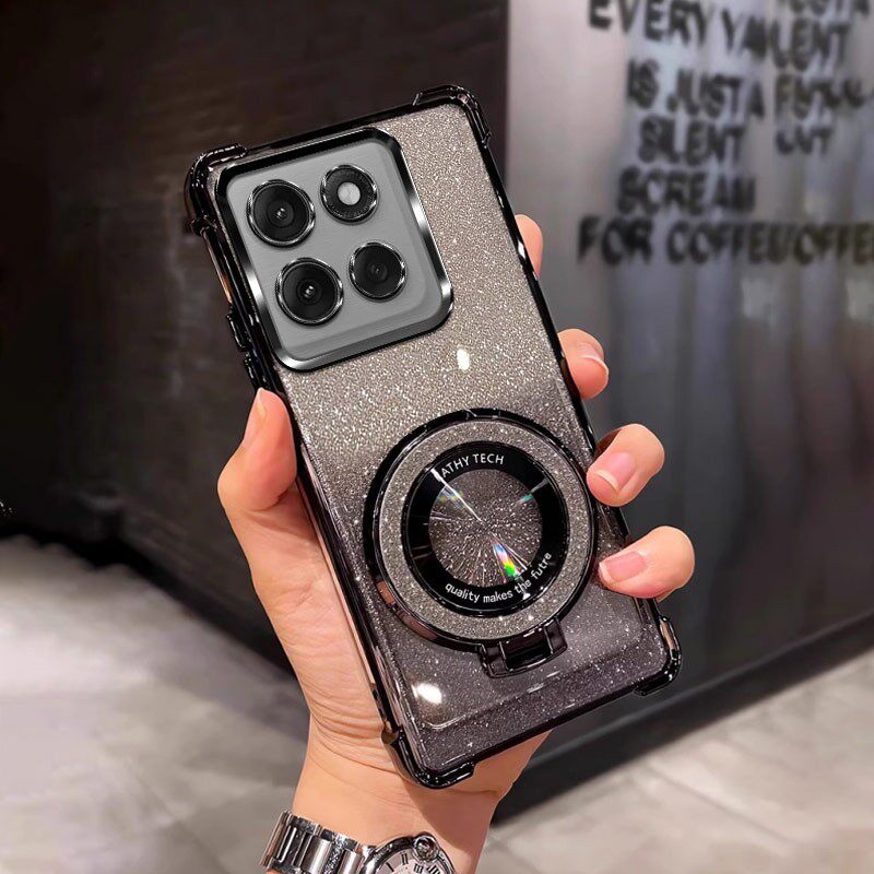 四角防摔带磁吸支架适用于适用摩托罗拉edge60fusion手机壳全包男软个性女Edge 60 Fusion外壳透明电镀保护套