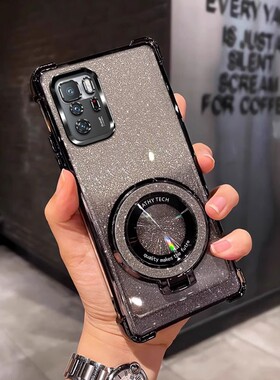 四角防摔带磁吸支架适用于适用小米Pocox3gt手机壳软简约全包潮新款男个性女网红外壳透明电镀保护套