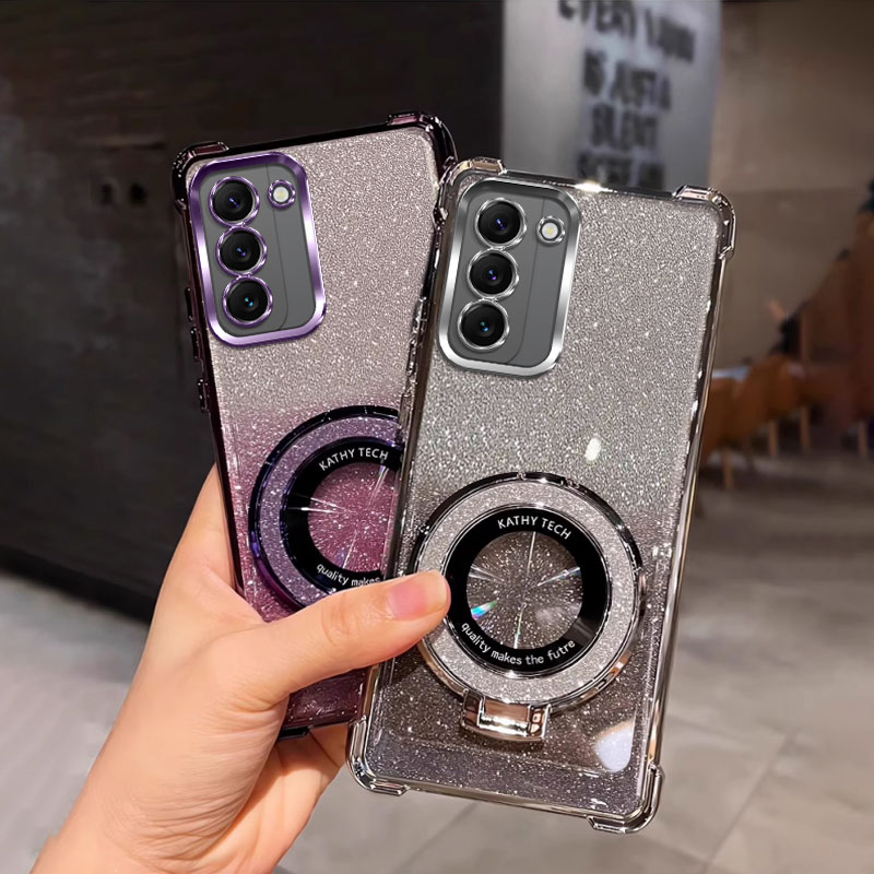 四角防摔带支架适用于三星S23手机壳SM-S9110简约SM-S911o新款SxS23软SanxingS23男女纯色全包网红电镀保护套