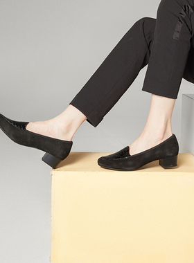 德国CAPRICE凯蝴蝶女鞋经典中跟宽版四季通勤工作乐福鞋单鞋24393