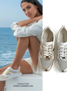 德国CAPRICE凯蝴蝶女鞋2025春夏新品牛皮网面软底透气休闲鞋23704