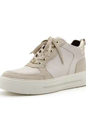 德国CAPRICE凯蝴蝶女鞋秋冬新品牛皮拼色加绒高帮厚底休闲鞋25151