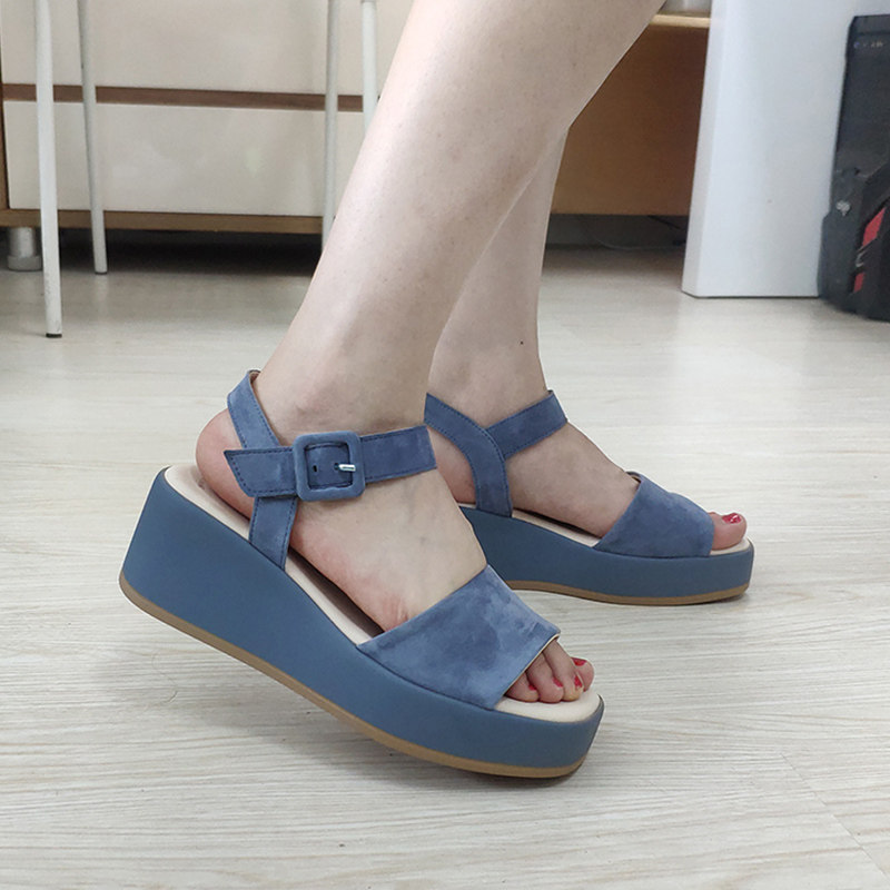 德国gabor嘉宝嘉步女鞋春夏新品时尚柔软羊皮厚底坡跟凉鞋84.531