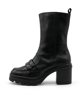 德国CAPRICE凯蝴蝶女鞋秋冬新品牛皮薄绒时装高帮粗跟短靴25403