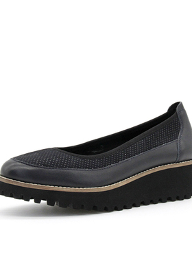 德国Ara鹦鹉女鞋春夏新品舒适经典牛皮超轻软底坡跟中跟单鞋54350