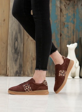 德国CAPRICE凯蝴蝶女鞋2025秋冬新品牛皮拼接豹纹厚底休闲鞋23603