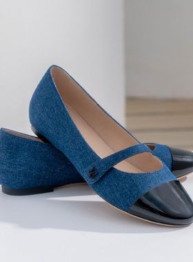 德国CAPRICE凯蝴蝶女鞋2025春夏新品玛丽珍圆头拼色低跟单鞋22106