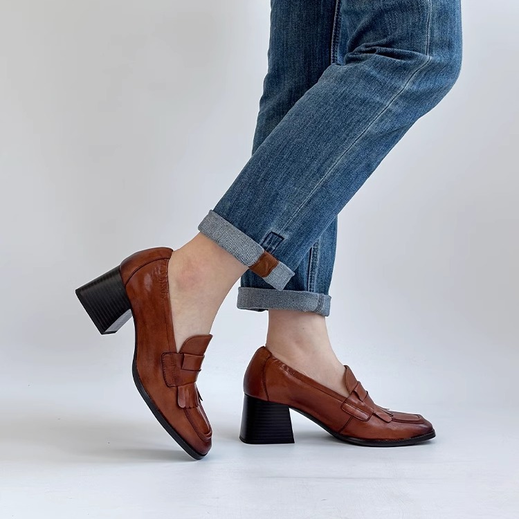 德国Caprice时尚流苏便士乐福鞋