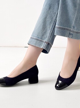 德国PETER KAISER女鞋2025春夏新品羊皮优雅拼色中跟单鞋72340