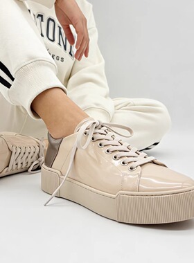 奥地利hogl友高女鞋春夏新品时尚牛皮厚底粉色拼色休闲鞋103604