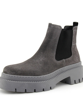 德国CAPRICE凯蝴蝶女鞋秋冬新品时尚牛皮薄绒厚底切尔西短靴25430