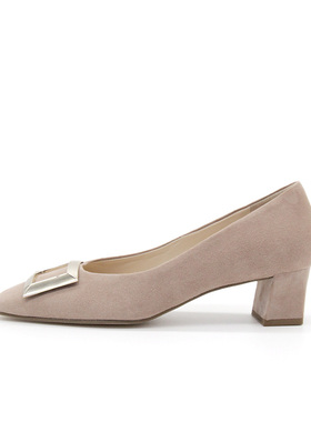 奥地利Hogl友高女鞋春夏新品时尚小牛皮中跟金属扣方头单鞋104022