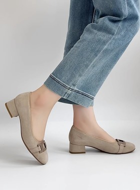 德国Ara鹦鹉女鞋2025春夏新品牛皮时尚扣饰舒适软底中跟单鞋20402