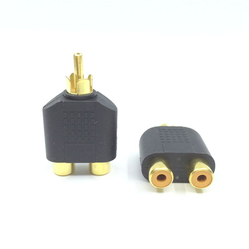 RCA一分二转接头插头莲花公转双莲花母音频线AV一拖二音频头音箱