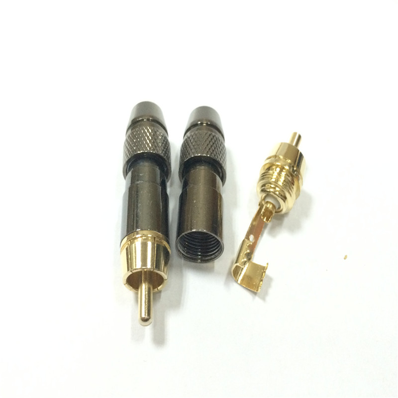 RCA公焊接头AV插头莲花线接线头分量色差头音视频焊接头音响焊头