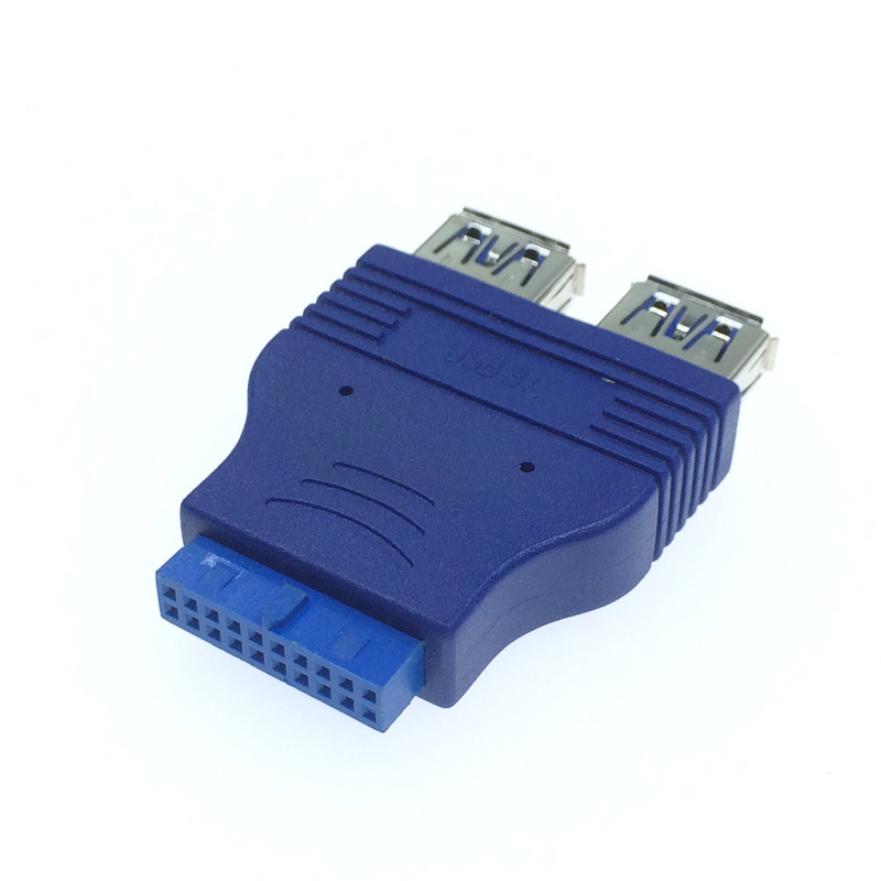 高速USB3.0扩展头主板前置20pin转双口usb3.0转接头19pin一拖二头