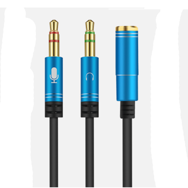 3.5二合一音频线3.5mm母一分二3.5公插头麦克风话筒耳机音箱1拖2