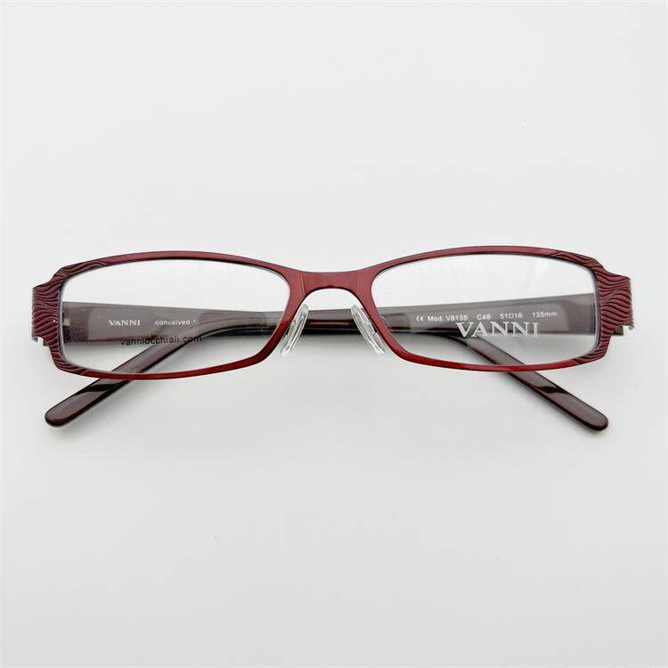 外贸原单日本订单酒红色金属全框板材条纹镜腿气质个性眼镜架女