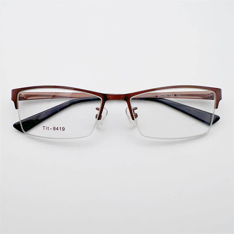 外贸原单德国订单咖红色合金商务气质半框雕花装饰镜腿眼镜架女