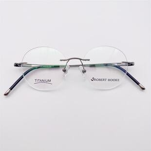 珍藏孤品外贸原单枪色超轻纯钛商务气质无框大圆片文艺素颜眼镜架