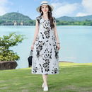 2026新款小个子碎花棉绸连衣裙夏天中老年气质妈妈人造棉裙子显瘦