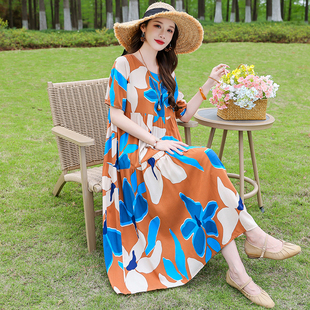 2025初夏穿搭新款高档棉绸连衣裙今年流行爆款度假沙滩裙宽松显瘦