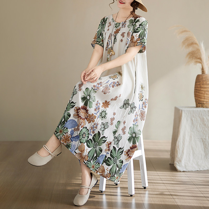 2026新款精致绝美棉绸睡裙夏季妈妈休闲家居服人造棉凉感睡衣外穿