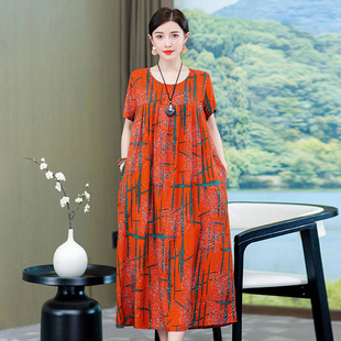 2026新款 夏天高端棉绸连衣裙三亚妈妈裙子今年流行沙滩裙外穿
