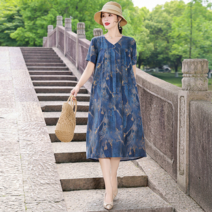 2025初夏穿搭新款高档棉绸连衣裙漂亮绝美度假沙滩裙宽松显瘦出片