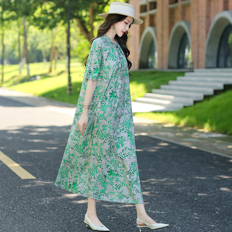 【今年流行】中袖轻奢棉绸连衣裙