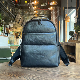 狼道头层牛皮真皮双肩背包商务通勤大容量多功能电脑包背包行李包