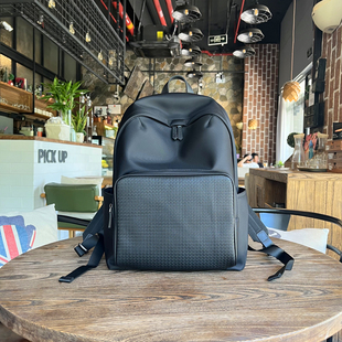 狼道：布配真皮双肩背包男商务通勤时尚休闲大容量电脑包旅行背包