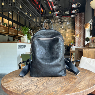 狼道全真皮头层羊皮双肩包软皮简约经典通勤百搭潮大容量休闲背包