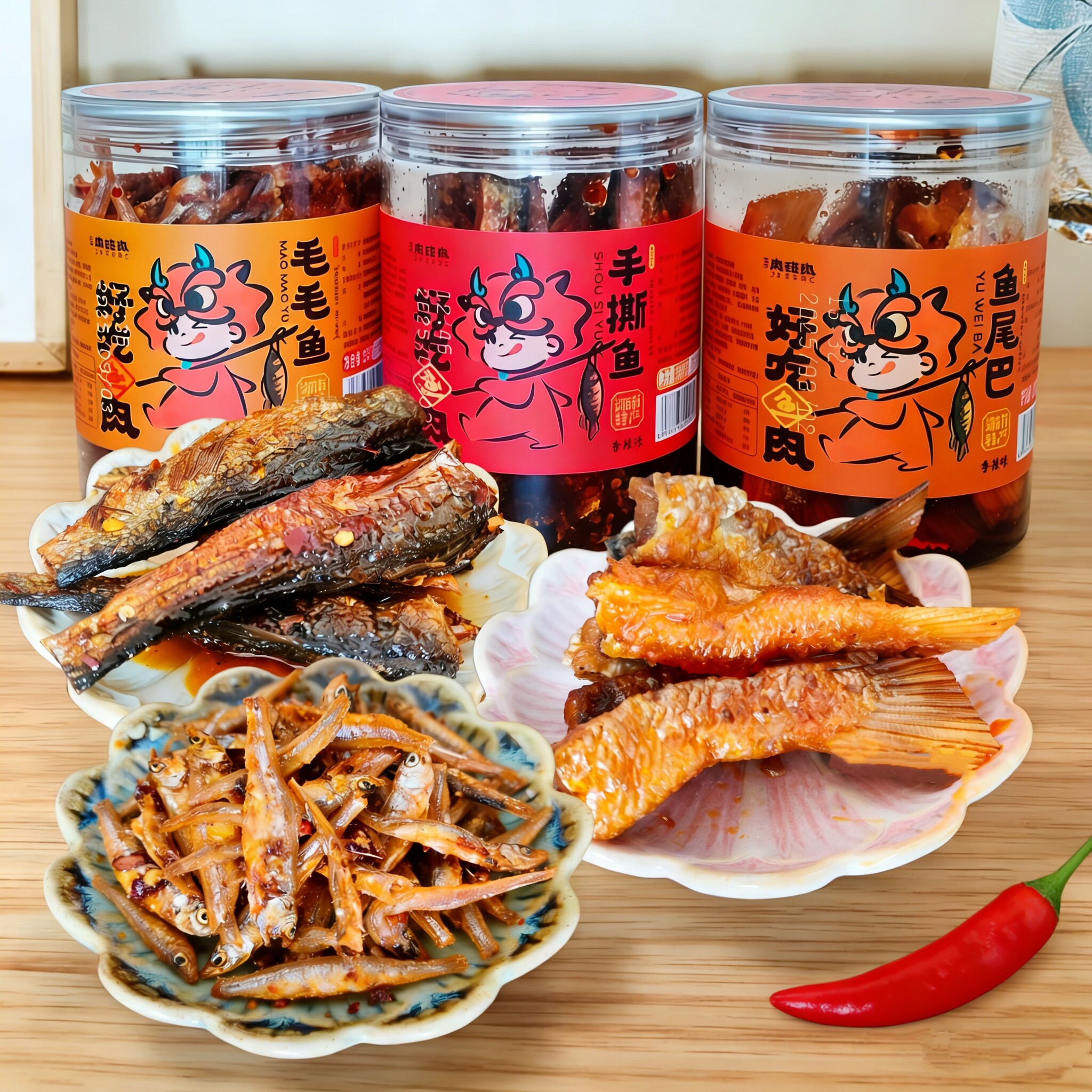 湖南长沙特产肉碰肉香辣毛毛鱼手撕鱼鱼尾巴熟食下饭菜小吃零食