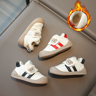 宝宝加绒学步鞋秋冬季卡通儿童鞋子软底男婴幼童鞋女童防滑稳步鞋